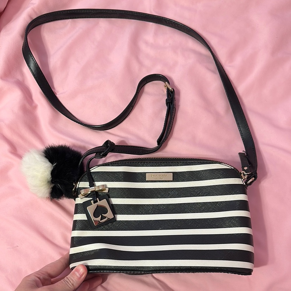 Kate Spade Striped Black and White Crossbody Bag